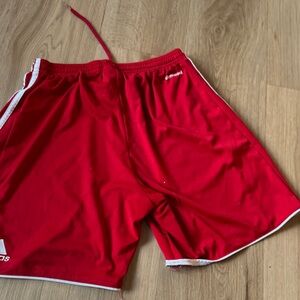 adidas Red Men’s Athletic Shorts with White Trim
